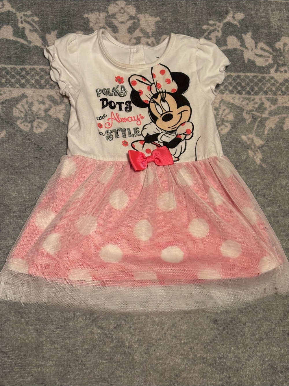 Minnie Mouse White & Pink Polka Dot Tulle Dress for toddlers